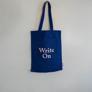 Paperchase “Write On” Blue Canvas Tote Bag | Writer Book Lover Gift